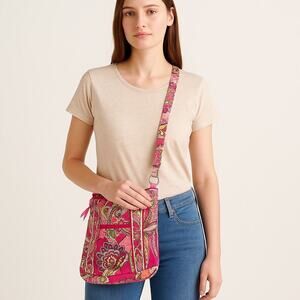Vera Bradley Pink Paisley Quilted Crossbody Bag | Festival Y2K Boho